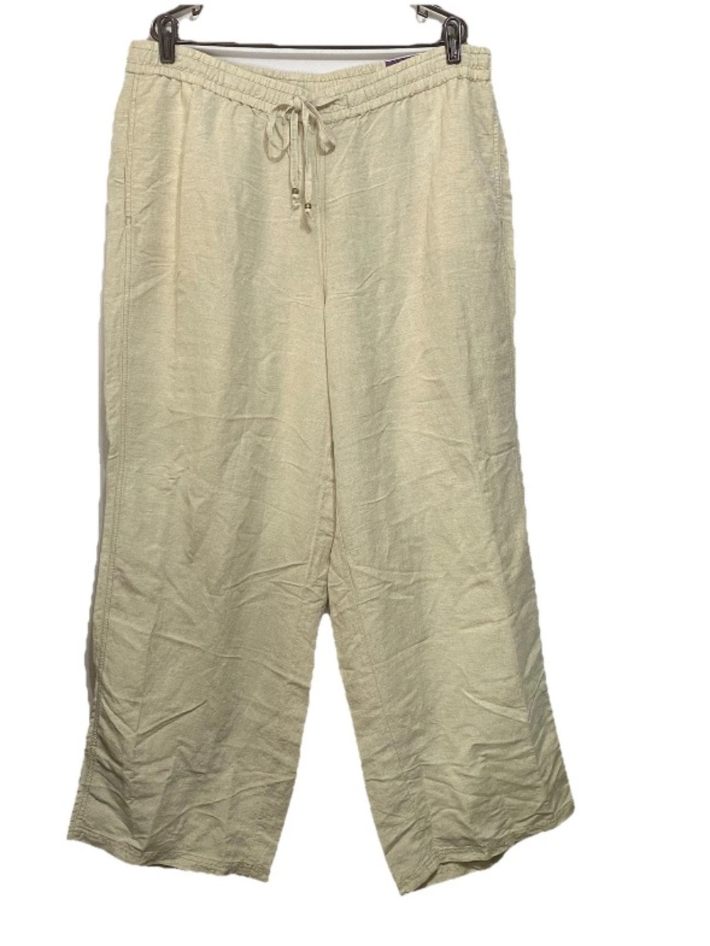 LANE BRYANT Beige Linen Blend Wide Leg Flowy Pull On Pants Sz 18/20 NWT